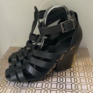 Topshop Black Strappy Heels